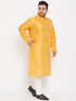 Men's Plus Size Yellow Silk Blend Kurta Pyjama Set