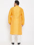 Men's Plus Size Yellow Silk Blend Kurta Pyjama Set