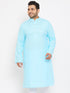 Men's Plus Size Aqua Blue Cotton Kurta