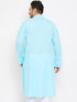Men's Plus Size Aqua Blue Cotton Kurta