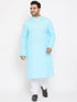 Men's Plus Size Aqua Blue Cotton Kurta