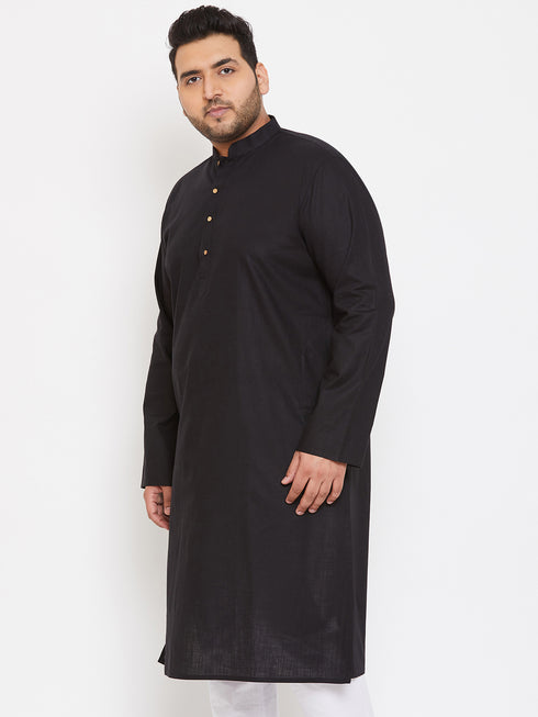 Men's Plus Size Black Cotton Kurta
