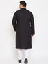 Men's Plus Size Black Cotton Kurta And Pyjama Set