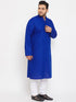 Men's Plus Size Blue Cotton Kurta And Pyjama Set