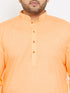 Men's Plus Size Peach Cotton Kurta And Pyjama Set