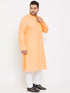 Men's Plus Size Peach Cotton Kurta And Pyjama Set
