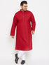 Men's Plus Size Maroon Cotton Kurta And Pyjama Set