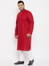 Men's Plus Size Maroon Cotton Kurta And Pyjama Set