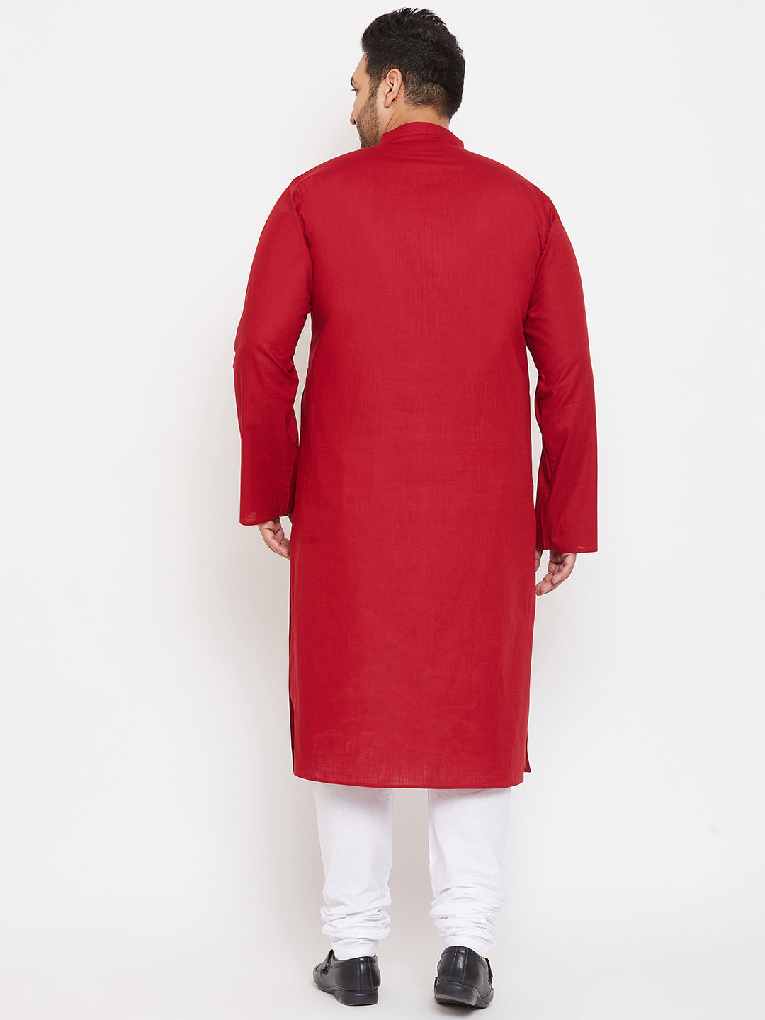 Men's Plus Size Maroon Cotton Kurta And Pyjama Set