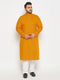 Men's Plus Size Mustard Cotton Kurta And Cotton Pant Style Pyjama Set