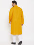 Men's Plus Size Mustard Cotton Kurta And Pyjama Set
