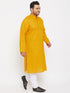 Men's Plus Size Mustard Cotton Kurta And Pyjama Set