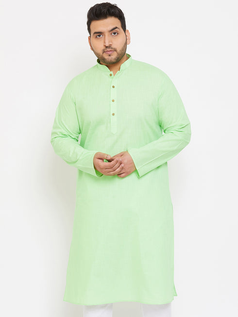 Men's Plus Size Mint Green Cotton Kurta