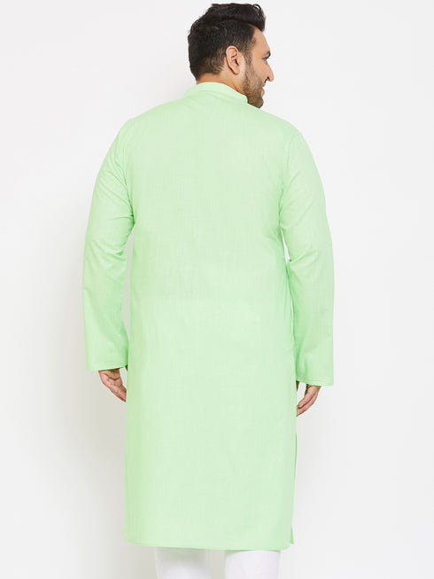 Men's Plus Size Mint Green Cotton Kurta