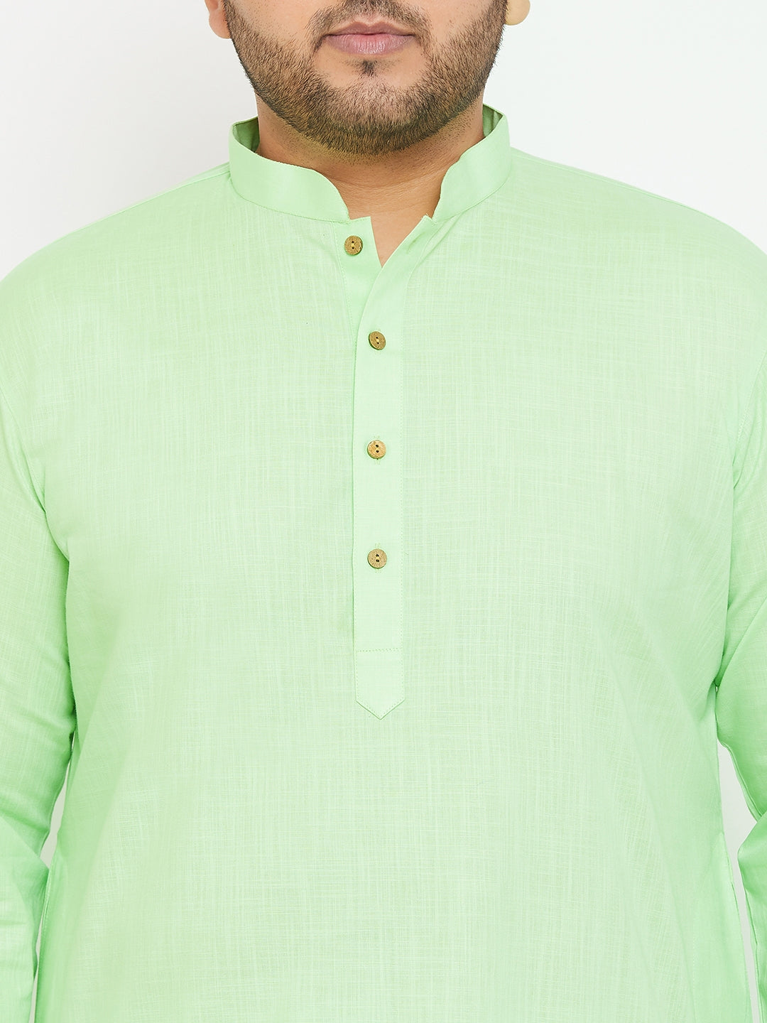 Men's Plus Size Mint Green Cotton Kurta
