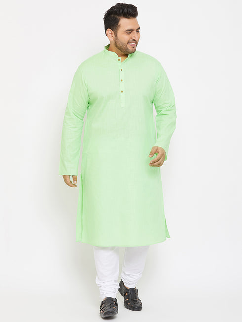 Men's Plus Size Mint Green Cotton Kurta