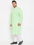 Men's Plus Size Mint Green Cotton Kurta And Pyjama Set
