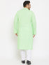 Men's Plus Size Mint Green Cotton Kurta And Pyjama Set