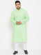 Men's Plus Size Mint Green Cotton Kurta And Pyjama Set
