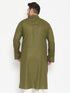 Men's Plus Size Mahendi Green Cotton Blend Kurta