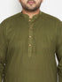 Men's Plus Size Mahendi Green Cotton Blend Kurta