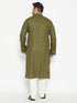 Men's Plus Size Mehendi Green And Cream Cotton Blend Kurta Pyjama Set