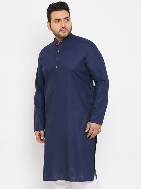 Men's Plus Size Navy Blue Cotton Kurta