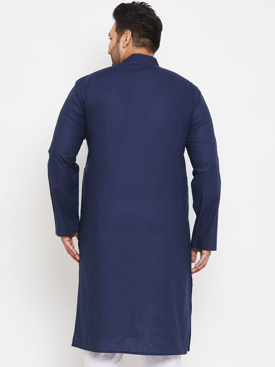 Men's Plus Size Navy Blue Cotton Kurta