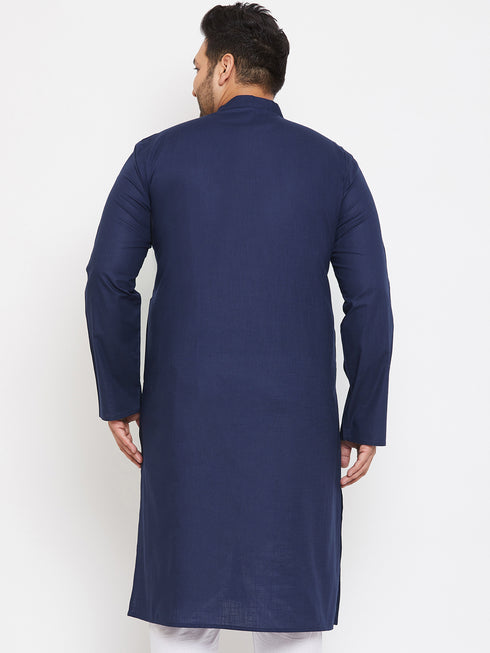Men's Plus Size Navy Blue Cotton Kurta