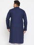Men's Plus Size Navy Blue Cotton Kurta