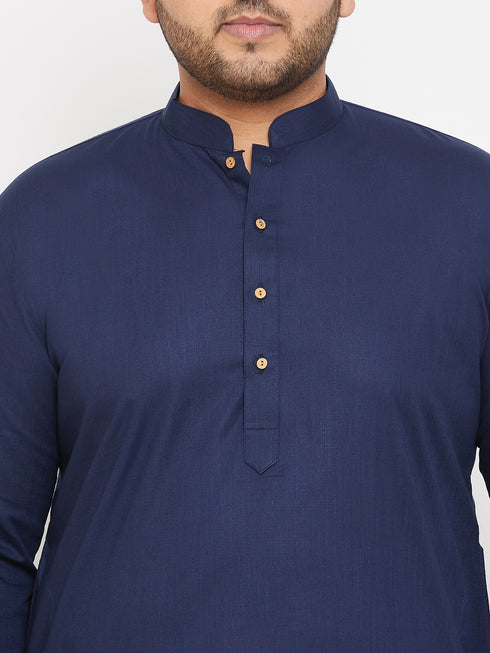 Men's Plus Size Navy Blue Cotton Kurta