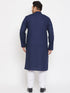 Men's Plus Size Navy Blue Cotton Kurta And Pyjama Set