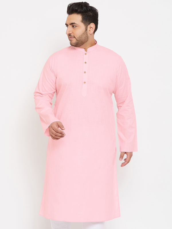 Men's Plus Size Pink Cotton Kurta