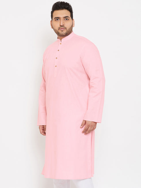Men's Plus Size Pink Cotton Kurta