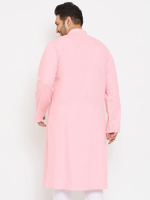 Men's Plus Size Pink Cotton Kurta
