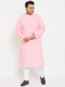 Men's Plus Size Pink Cotton Kurta And Pyjama Set