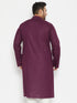 Men's Plus Size Purple Cotton Blend Kurta