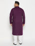 Men's Plus Size Purple Cotton Kurta And Cotton Pant Style Pyjama Set
