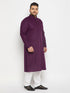 Men's Plus Size Purple Cotton Kurta And Cotton Pant Style Pyjama Set
