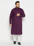 Men's Plus Size Purple Cotton Kurta And Cotton Pant Style Pyjama Set