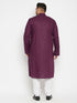 Men's Plus Size Purple And White Cotton Blend Kurta Pyjama Set