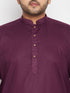 Men's Plus Size Purple And White Cotton Blend Kurta Pyjama Set
