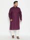 Men's Plus Size Purple And Cream Cotton Blend Kurta Pyjama Set