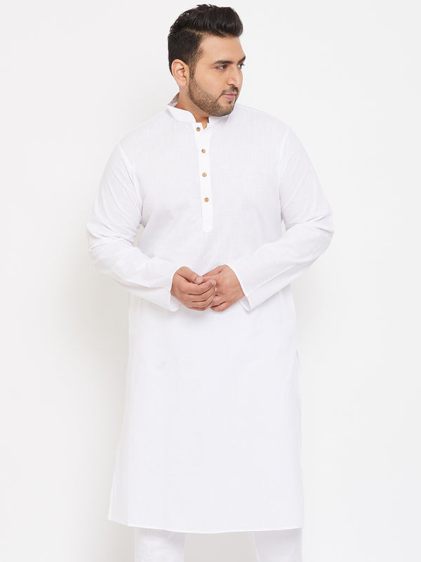 Men's Plus Size White Cotton Kurta