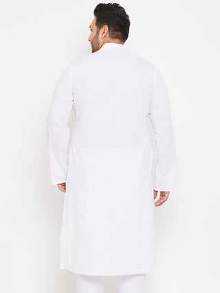 VASTRAMAY Men's Plus Size White Cotton Kurta