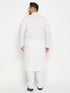 Men's Plus Size White Cotton Kurta And Cotton Pant Style Pyjama Set
