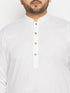 Men's Plus Size White Cotton Kurta And Cotton Pant Style Pyjama Set