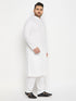 Men's Plus Size White Cotton Kurta And Cotton Pant Style Pyjama Set