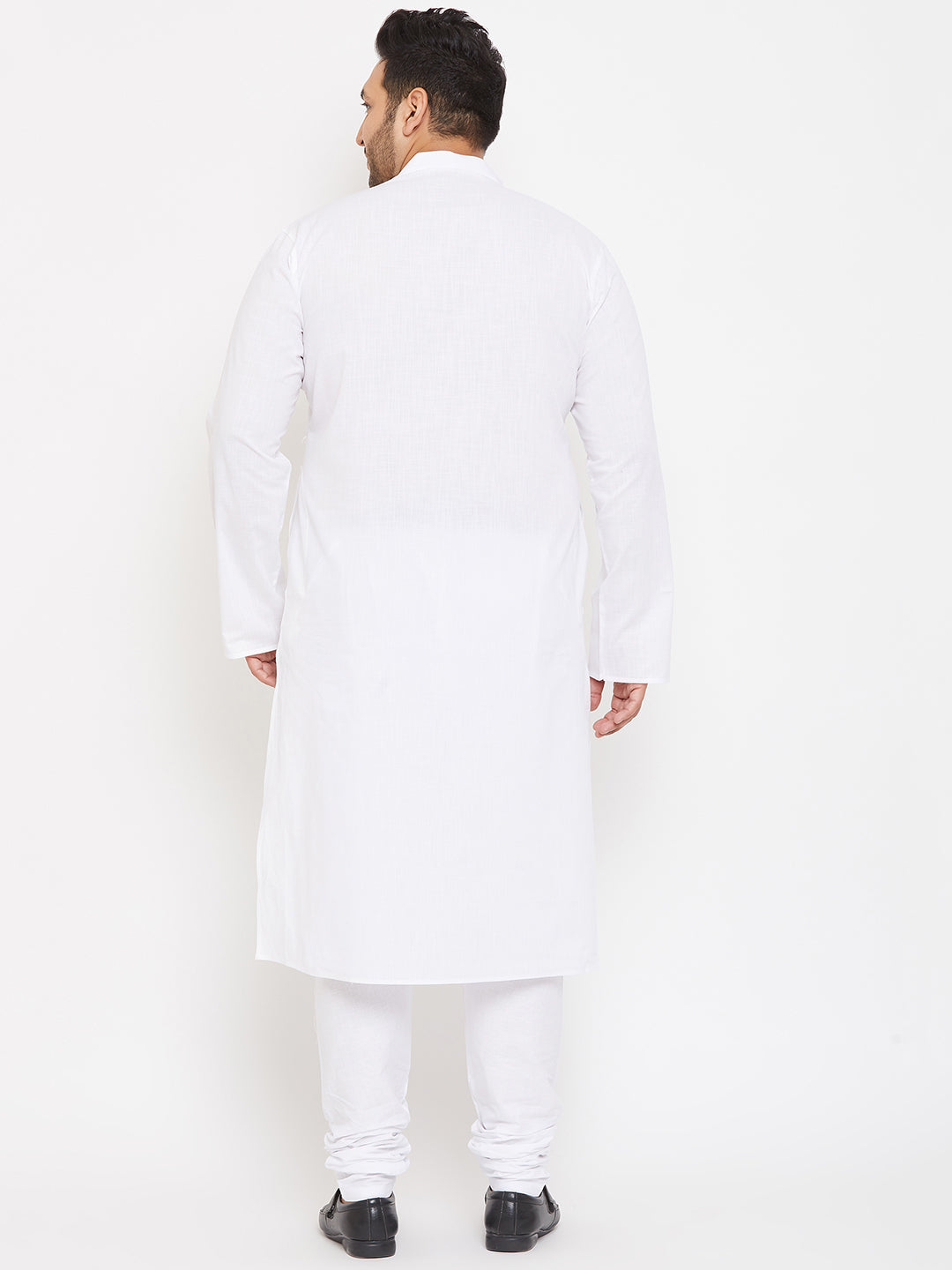 Men's Plus Size White Cotton Kurta And Pyjama Set