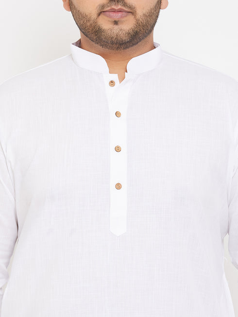Men's Plus Size White Cotton Kurta And Pyjama Set